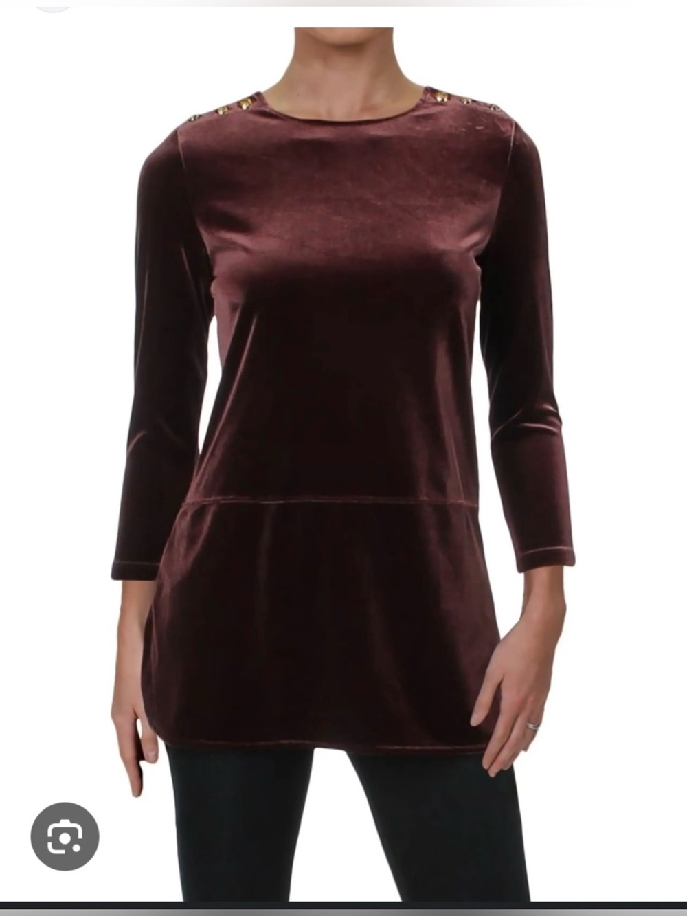 Polo by Ralph Lauren Burgundy Velvet Tunic with Shoulder Studs